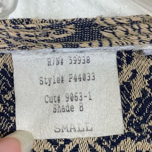 Vintage Beige & Grey Floral Tapestry Cropped Lightweight Blazer Jacket - Picture 6 of 8